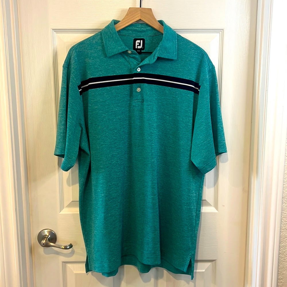 Footjoy Men’s Polo Lg Space dyed w/ single stripe excellent condition